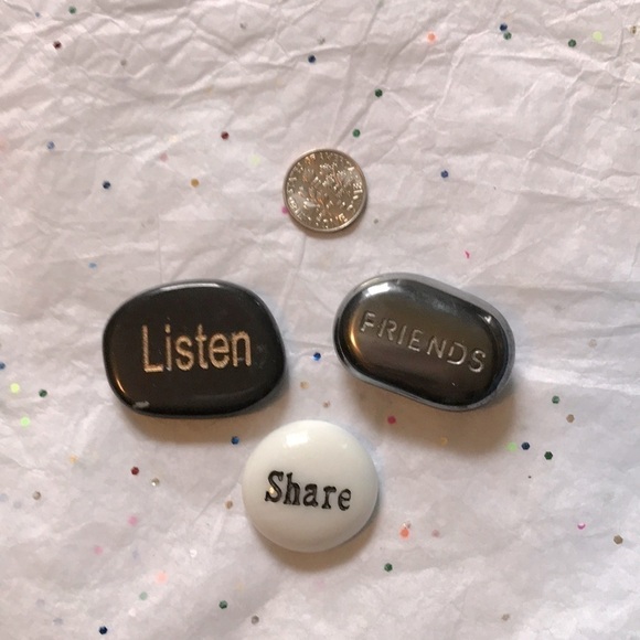 Glass Worry Stones-Listen/Share/Friends - Picture 1 of 2